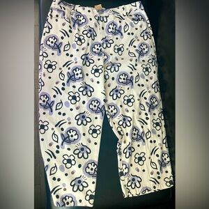Polagram Floral Wide Leg Pants - Black and White